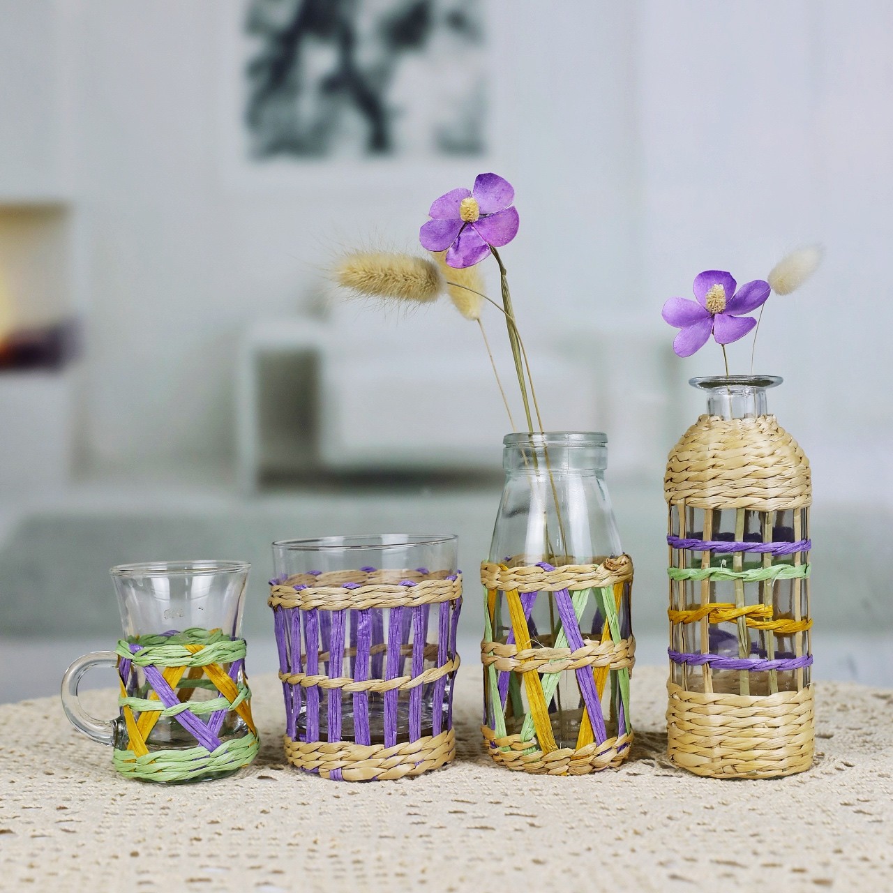 Rattan Wrapped Glassware