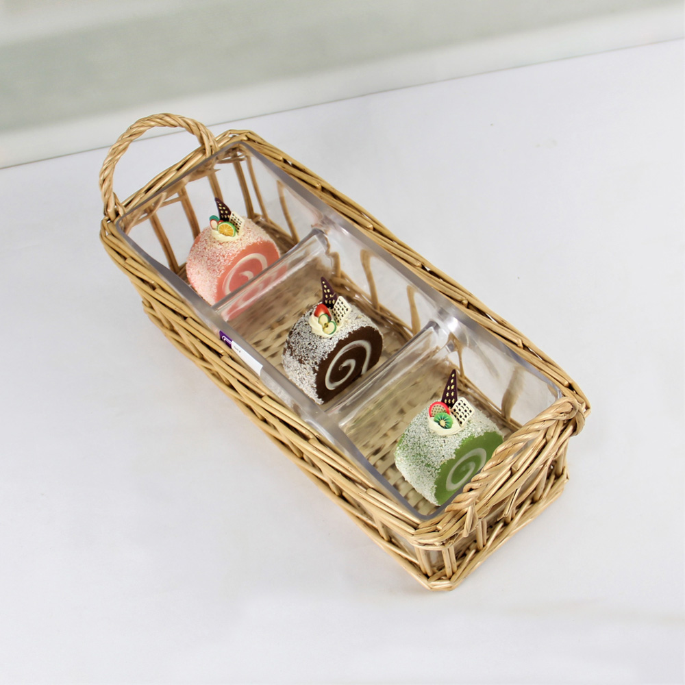 Custom Rectangular Glass Storage Containers Food Straw Rope Wrapped Handle for Kitchen Party BZ044	