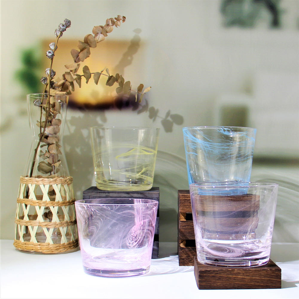 Handmade Colored Cloud Design Glass Drinkware Juice Cup CXW644	