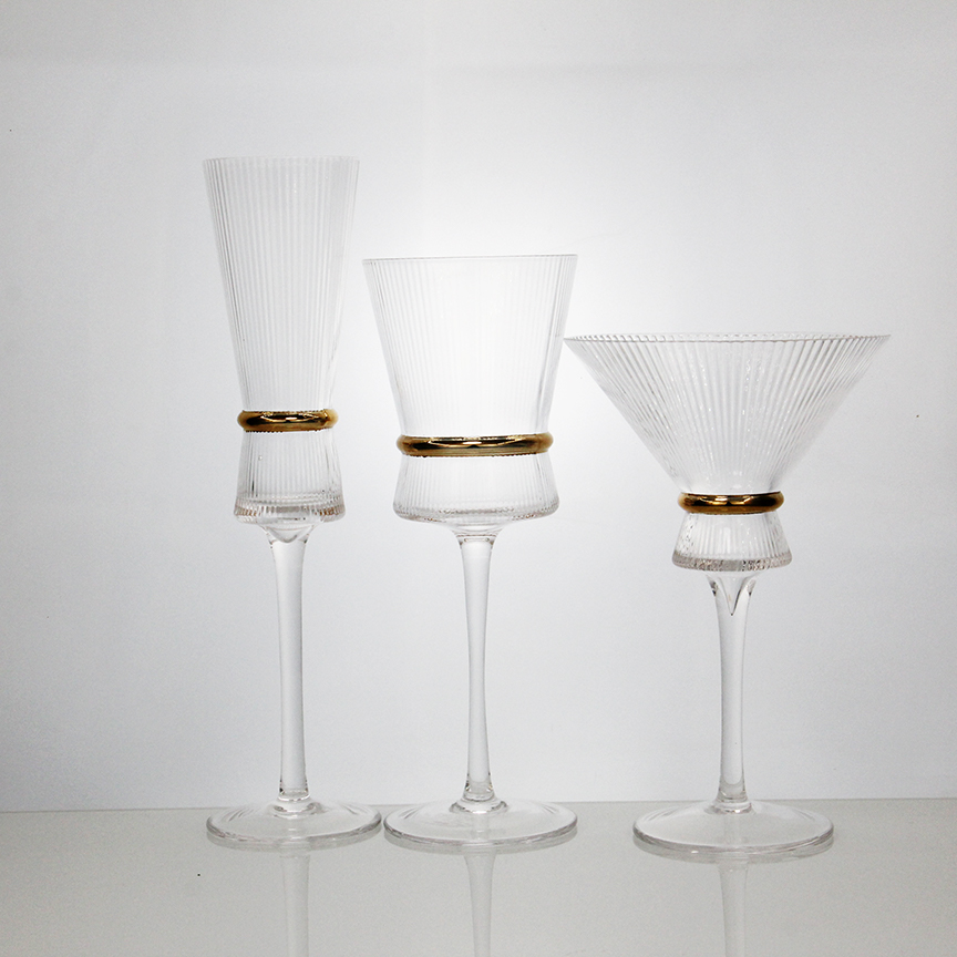 Hand Blown Crystal Coupe Martini Glasses XB415