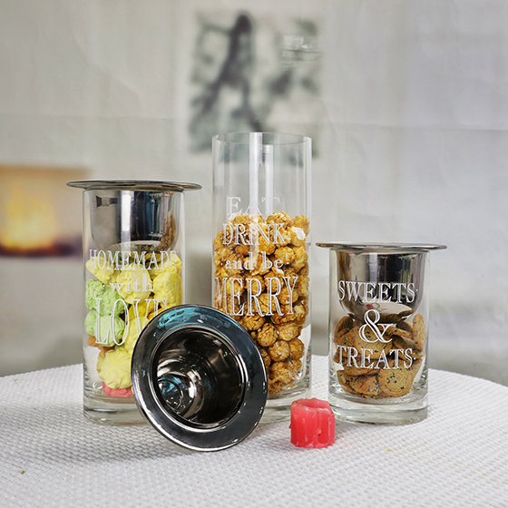 Glass Storage Jars with Cover and Steel Lids GZ2505